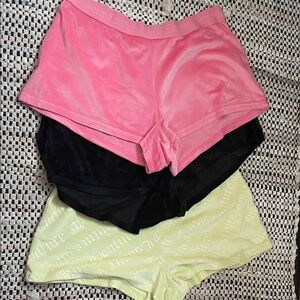 Juicy Couture Pink, Black, and Cream Pajama Shorts Set